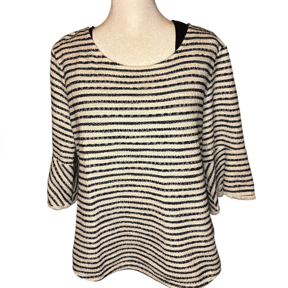 Green Envelope Black and White Striped Top